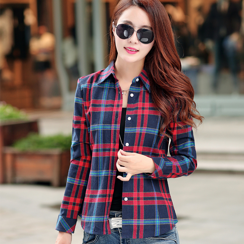 Factory Sample 2017 New cotton Checkered plaid blouses shirt Cage ...