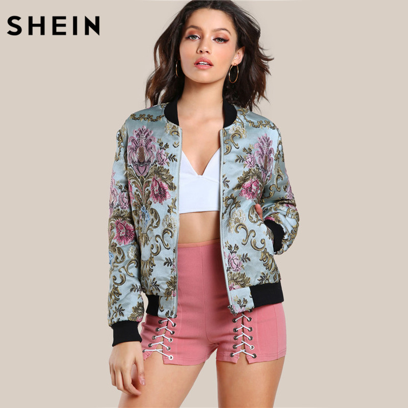 Factory Sample Custom Floral Jacquard Bomber Jacket