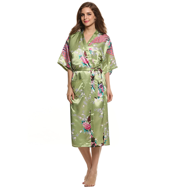 Factory Sample Women Satin Kimono Robe Sleepwear Silk Pajama Casual ...