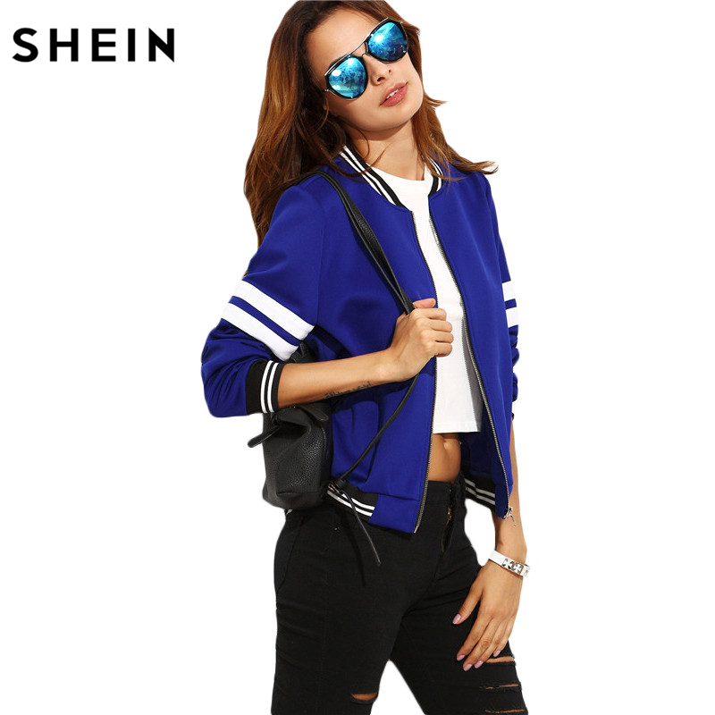Factory Sample Women's Baseball Jacket with Sleeve Stripes