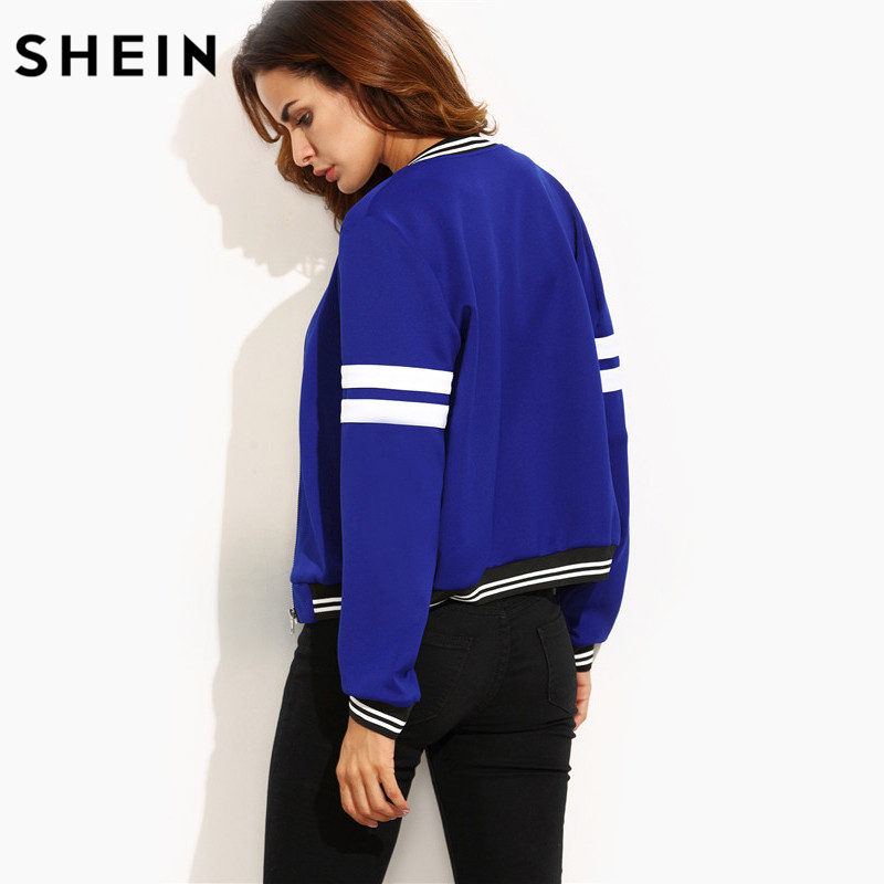 Factory Sample Women's Baseball Jacket with Sleeve Stripes