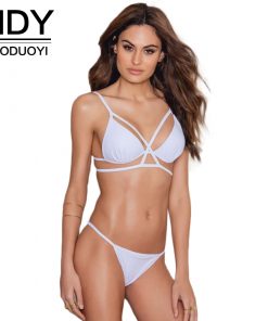 2017 Fashion White Lace Bikini Sets with Cut Out Lingerie Straps