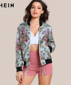 Custom Floral Jacquard Bomber Jacket - Factory Sample