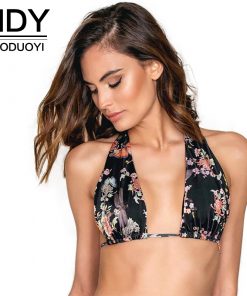 2017 New Fashion Women's Floral Print Seamless Halter Bikini Bra