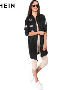 Stylish Long Black Patch Jacket - Factory Sample