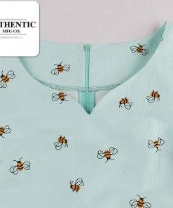 Vintage 1950s Floral Bee Print Party Dress with Sashes - Sleeveless Summer Dress