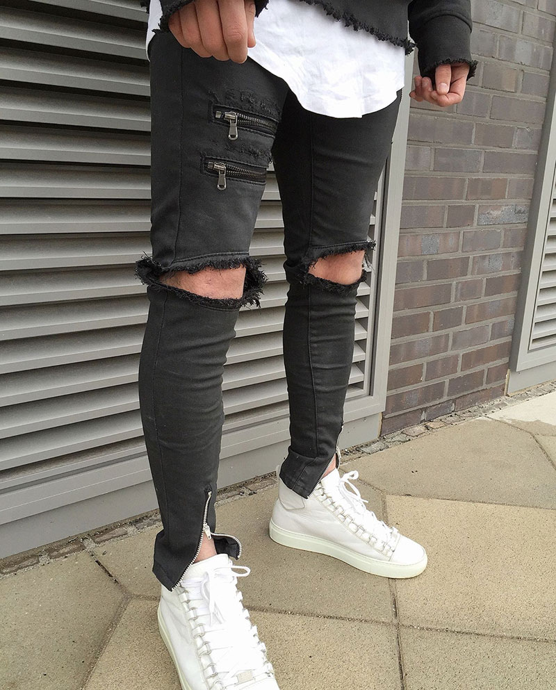 black ripped jeans for men