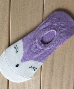 5 Pairs/Lot Women's Candy Color Cartoon Pattern Boat Socks - Summer Casual Funny Sock