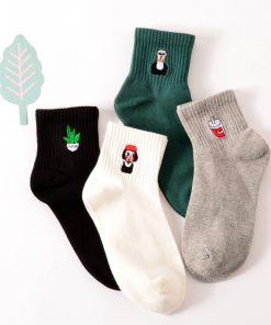 Harajuku Cotton Socks 35-40 Unisex Black White Japanese Style Men Women