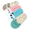 5 Pairs/Lot Women's Candy Color Cartoon Pattern Boat Socks - Summer Casual Funny Sock