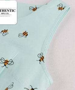 Vintage 1950s Floral Bee Print Party Dress with Sashes - Sleeveless Summer Dress