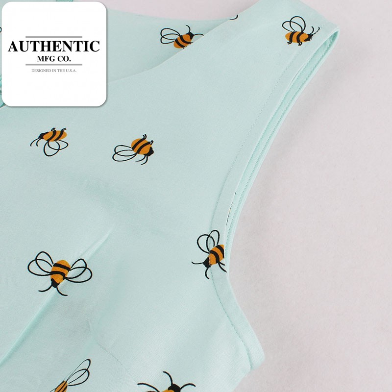 Vintage 1950s Floral Bee Print Party Dress with Sashes - Sleeveless Summer Dress Vintage 1950s Floral Bee Print Party Dress with Sashes - Sleeveless Summer Dress