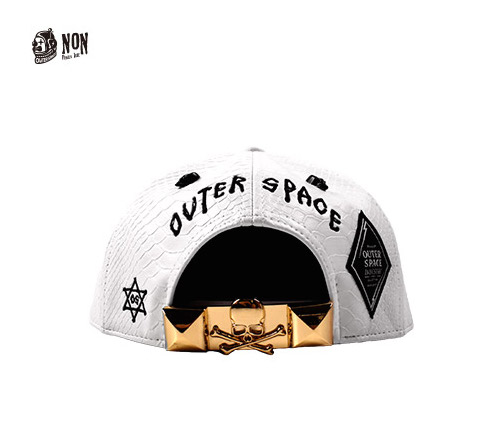 Vintage Style Faux Snakeskin Snapback with Metal Plate Detail