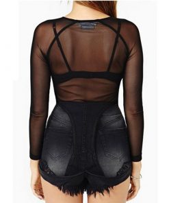 Factory Sample Long Sleeve Fishnet Top - Trendy Mesh Shirt