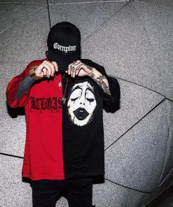 Custom Two-Tone Split Clown Print T-Shirt - Factory Sample