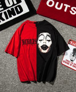 Custom Two-Tone Split Clown Print T-Shirt - Factory Sample