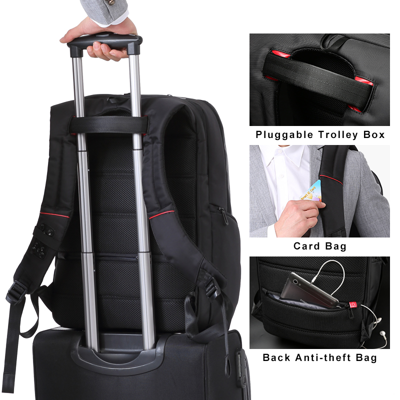 Kingsons 15.6 Laptop Backpacks USB Charging Schoolbag Anti-theft