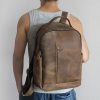 Men's Genuine Leather Laptop Backpack - Vintage Casual Travel Bag 14" 15.6