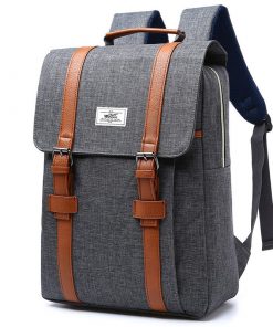 Vintage Canvas Backpack School Bag for Men Women, Large Capacity Laptop, Fashion