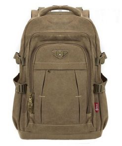 Men's Canvas Backpack Travel Schoolbag Large Capacity Rucksack