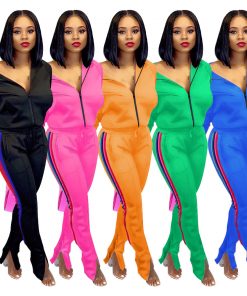 Custom Striped Womens Tracksuits (30 sets minimum order)