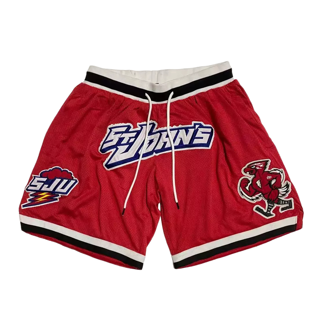 Custom Red Navy-Gold Authentic Throwback Basketball Shorts Discount