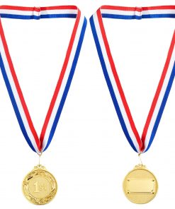 6 Pack 1st Place Gold Medals with 16 Inch Neck Ribbon for Awards, Sports Tournaments