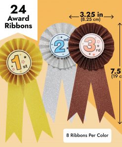 24-Pack 1st 2nd 3rd Place Award Rosette Ribbons for Sports & Events