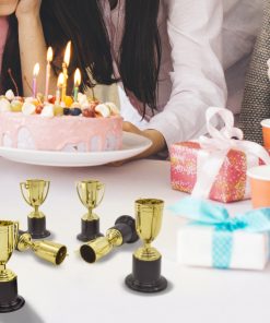 Way to Celebrate! Mini 3.8-in Plastic Gold Trophies for Kids, 6 Count, Party Favors