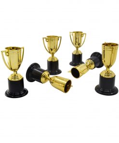 Way to Celebrate! Mini 3.8-in Plastic Gold Trophies for Kids, 6 Count, Party Favors