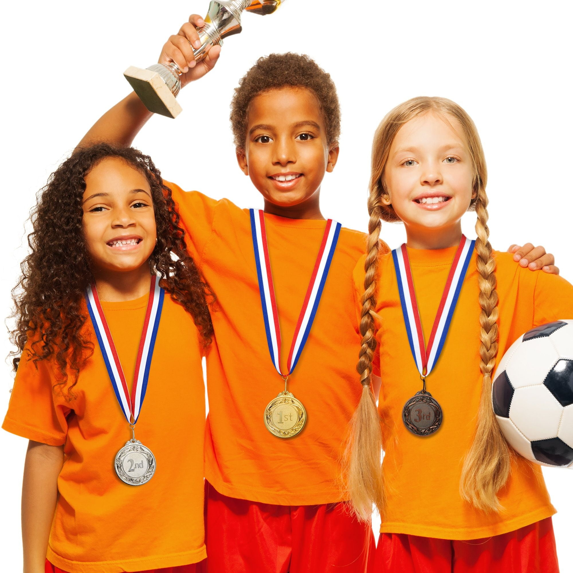 6-Pack Award Medals with 15.5-Inch Ribbons for Kids and Adults