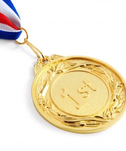 6 Pack 1st Place Gold Medals with 16 Inch Neck Ribbon for Awards, Sports Tournaments