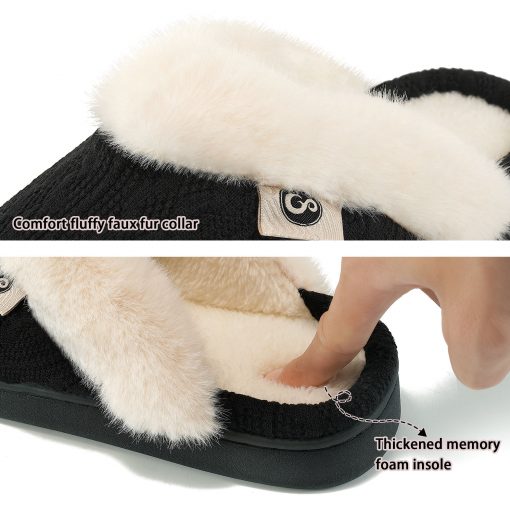 Ecetana Women's Warm Knit House Slippers with Memory Foam, Comfy & Lined