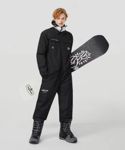 Thick Men Women One-Piece Ski Jumpsuit Outdoor Sports Snowboard Jacket Warm Jump Suit Waterproof Winter Clothes Overalls Hooded