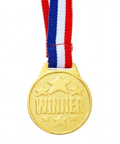 Juvale 12 Pack Gold Medals for Kids - Award Ribbons & Trophies (1.5 in)