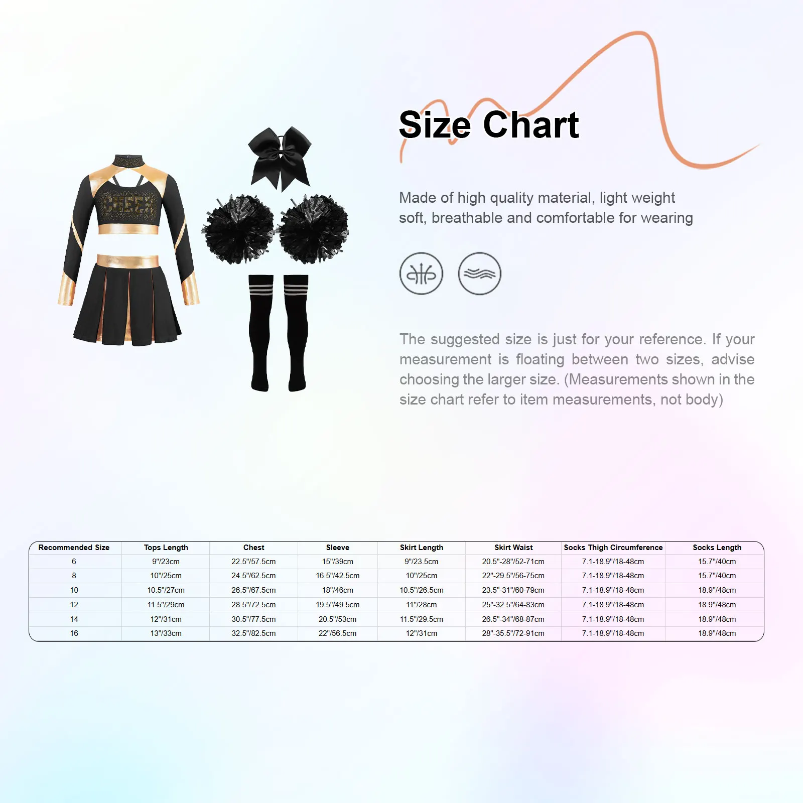 Girls Cheerleader Costume Set w/ Crop Top, Skirt, Stockings & Flowers - Kids Cheerlead Suit Kids Girls Cheerleader Costume Sets Cheerleading Outfit Crop Top Pleated Skirt Striped Stockings Flower Balls Cheerlead Suits