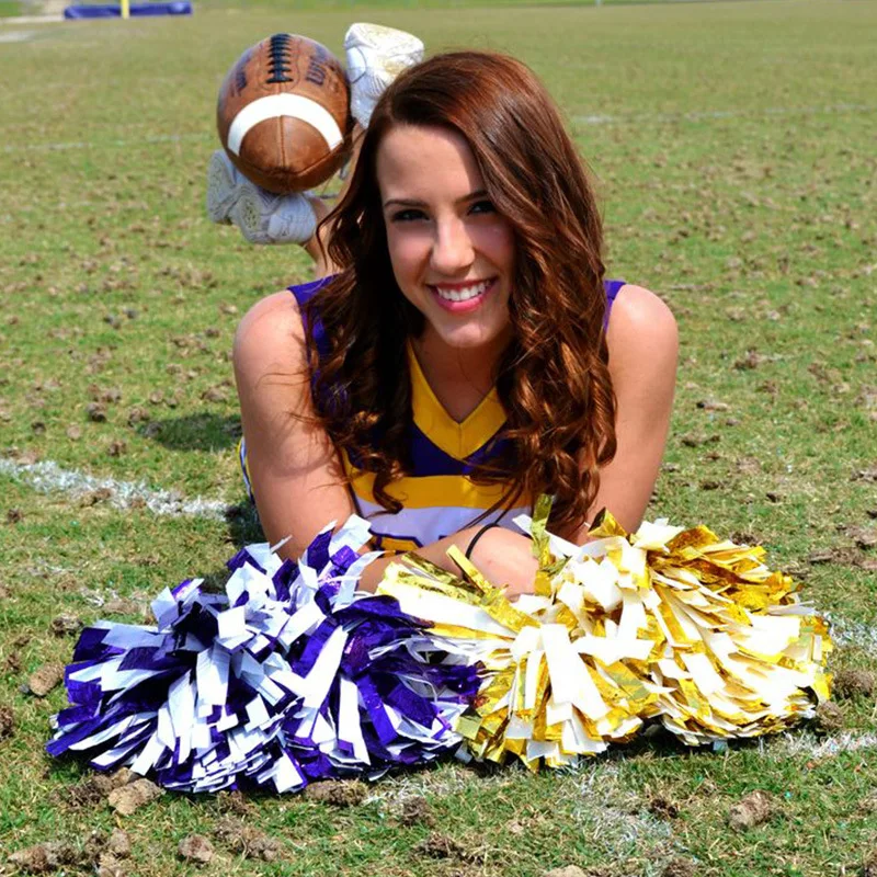 10 Pcs Handle Style Cheerleading Pompoms for Team Sports and Dance Props 10 Pcs Handle Style Team Sports Pompom Cheerleading Big Match Pom Club Dance Props Bouquet Game Cheering Decorator Flower