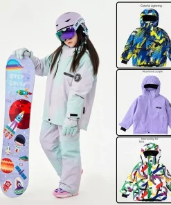 Children's Ski jacket Thickened Snow Proof Boys and Girls' Professional Ski Top Coat Kid Ski Suit Outfit Children Snow Clothes