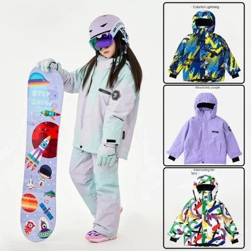 Children's Ski jacket Thickened Snow Proof Boys and Girls' Professional Ski Top Coat Kid Ski Suit Outfit Children Snow Clothes