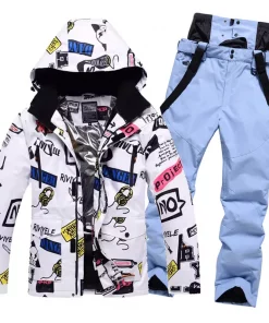 New Men Women Couples Ski Suit Winter Windproof Thick Warm Skiing Jacket and Pants Set Outdoor Snow Snowboarding Costumes