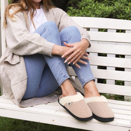 Ecetana Women's Warm Knit House Slippers with Memory Foam, Comfy & Lined