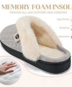 Ecetana Women's Warm Knit House Slippers with Memory Foam - Cozy & Comfortable