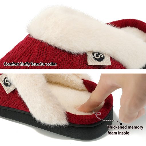 Ecetana Women's Warm Knit House Slippers with Memory Foam, Comfy & Lined