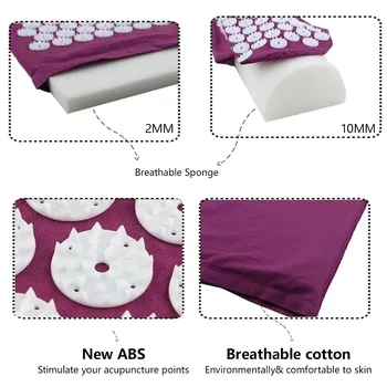Massager Cushion Massage Yoga Mat Acupressure Relieve Pain Stress Back Body Pain Spike Mat Acupuncture Mat and Pillow Set