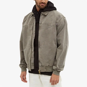 Luxury Brand Bomber  Winter Vintage Crop Washed Zip Up  for Men