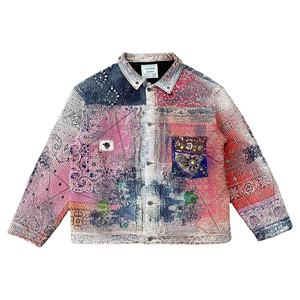 DiZNEW High Quality Denim  Custom Color Block patchwork bomber jeans  Fashion jean