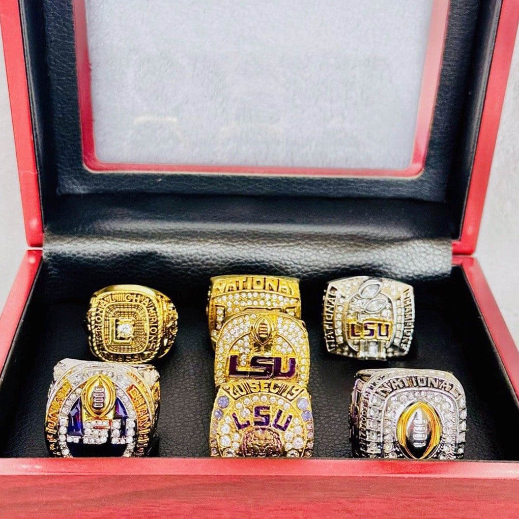 LSU Tigers NCAA Football Championship Rings Set - 7 National Titles