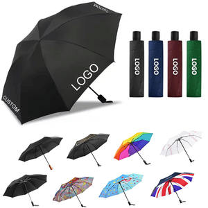 Promotional automatic open waterproof parapluies customized colors windproof foldable travel three folding  with logo