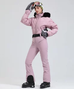 Gsou Snow Winter Women's Warm Down Snowsuit Outdoor Skiing Warm Waterproof Windproof Snowboard One-piece Suit Fashion Ski Suit