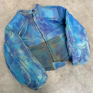 DIZNEW Mens  Custom logo Winter Acid-washed Destruction Jeans Bomber Coat  Streetwear